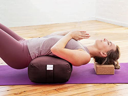 Sol Living Rectangular Yoga Bolster Meditation Pillow, Extra Firm Cotton - color: Brown, size: Rectangular 28" x 12" x 8"