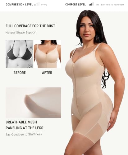 FeelinGirl Feelvibe Enhanced Shapewear Tummy Control Faja Body Shaper - color: Beige, size: 3X-Large