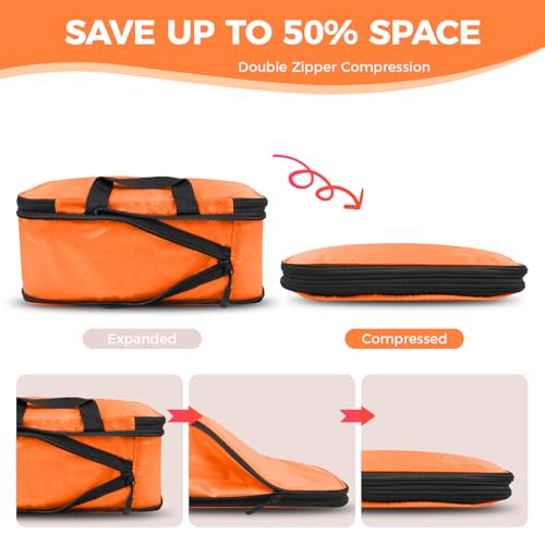 8-Piece Compression Packing Cubes for Travel Carry On, Luggage Organizers - color: Orange-8 Set