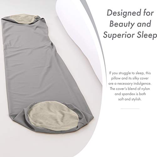 Microbead Body Pillow, Side Sleeping & Pregnancy, 48x8 in, Stone Grey - color: Stone Grey, size: Pillow & Cover