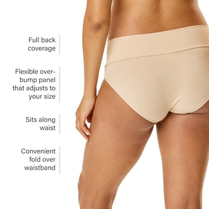 Motherhood Maternity womens Foldover Brief Panty 3-pack - color: Black, Nude, Flat Grey/Multi Pack, size: Small