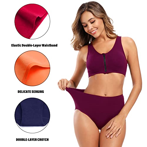 Molasus Women's Cotton Underwear High Waisted Full Coverage Ladies Panties (Regular & Plus Size) - color: Multicolor-5pack-a3, size: Small