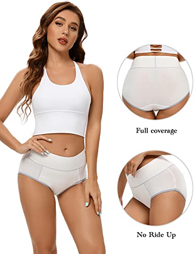 POKARLA Womens Cotton Underwear High Waist Full Coverage Briefs Soft Breathable Postpartum Panties Stretch Underpants - color: White-5pack, size: 3X-Large