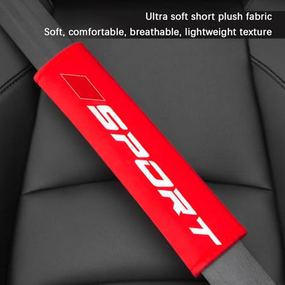Mandark Short-Pile Seat Belt Shoulder Pad with Hook-and-Loop Closure, Red - color: Red
