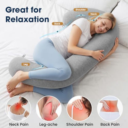 TranquilRelax C Shaped Body Pillow for Side Sleepers, Grey-47"*10" - color: Grey, size: 47*10 in