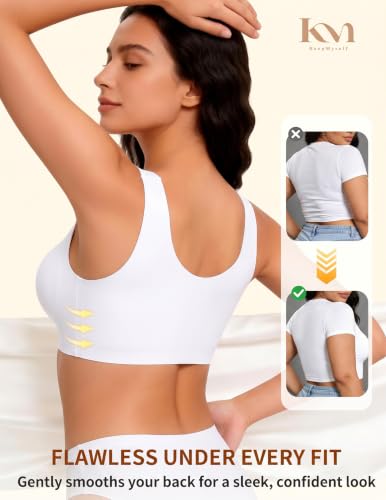 Wireless Pullover Sleep Bras for Women Seamless No Underwire T Shirt Bra - color: White, size: Medium
