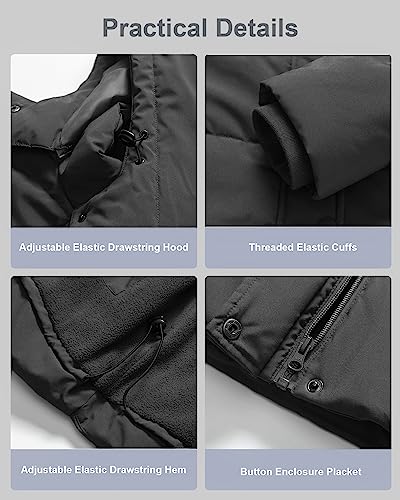 CREATMO US Women's Plus Size Warm Puffer Jacket Waterproof Fleece Lined Winter Coat with Removable Hood - color: Dark Grey, size: 4X