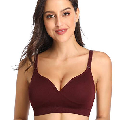 GXXGE Womens Seamless Nursing Bra for Breastfeeding Push Up Sleeping Wireless Maternity Bra - color: 3pcs (Black Rosered Blue), size: Small