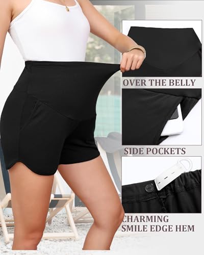 3 Pack Women's Maternity Shorts - color: Black, Black, Black, size: Large