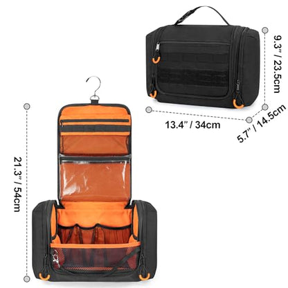Tactical Toiletry Bag for Men, Large Hanging Dopp Kit Hygiene Bag - color: Black