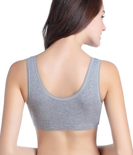 CAKYE 3 Pack Maternity Nursing Sleep Bra Breastfeeding Cotton Bralette - color: Navy Dot/Grey/Lavender, size: X-Large