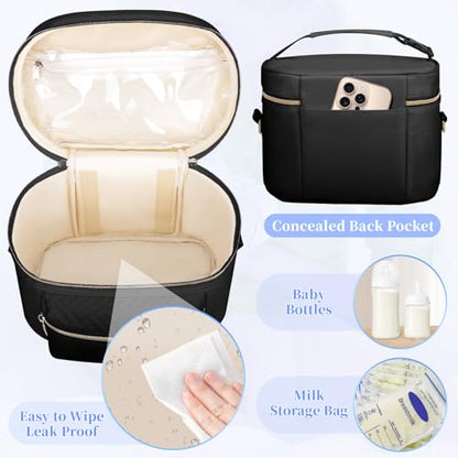 GDNasist Wearable Breast Pump Bag, Pumping Bag with Mat & Shoulder Strap - color: Black
