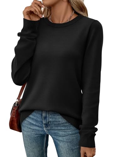 WIHOLL Sweaters for Women Lightweight Fall Tops Pullover Long Sleeve Shirts - color: Black, size: X-Large