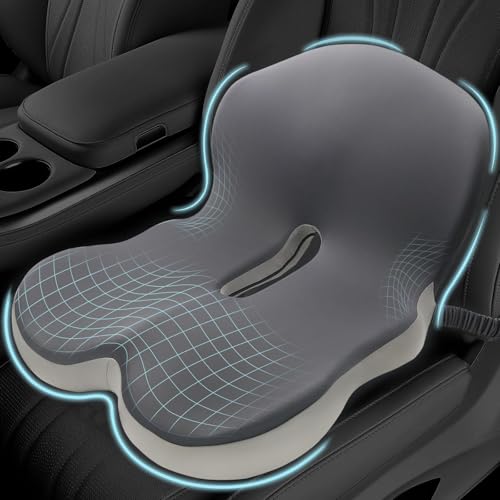 Car Seat Cushion with Lumbar Support Pillow, Seat Cushion for Driving - color: Dark Gray+light Gray