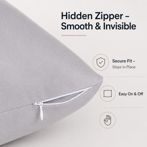 Evolive Ultra Soft Microfiber Body Pillow Cover/Pillowcases 21"x54" with Hidden Zipper Closure (Silver Grey) - color: Silver Grey