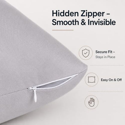 Evolive Ultra Soft Microfiber Body Pillow Cover/Pillowcases 21"x54" with Hidden Zipper Closure (Silver Grey) - color: Silver Grey
