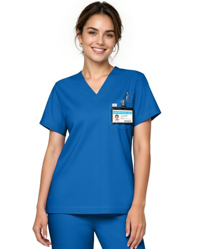 Scrub Tops for Women, Stretch V-Neck Scrub Tops - color: Royal Blue, size: Medium
