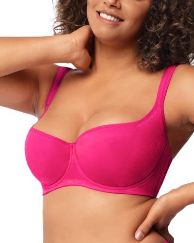 HSIA Balconette Bra Push Up Lightly Lined Plus Size Scoop Neck Tshirt Bra - color: Honeysuckle, size: 38G