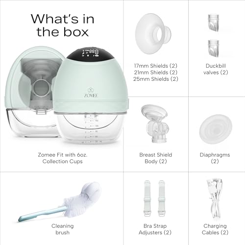 Zomee Fit Wearable Hands-Free Electric Breast Pump, Hospital-Grade, Pair