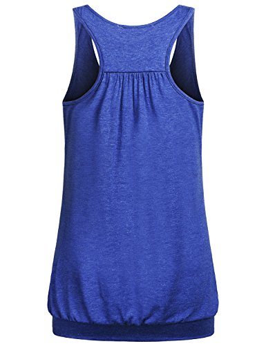 Miusey Womens Sleeveless Round Neck Loose Fit Racerback Yoga Tank Top - color: Blue, size: Medium