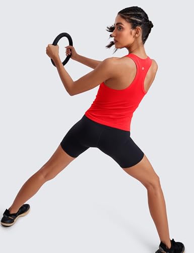 CRZ YOGA Seamless Racerback Tank Waist Length - color: Deep Red, size: Medium