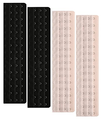 Corset Bra Extender Hook 3/4 Inch Spacing - color: 4pcs:15hook/Light Beige&black