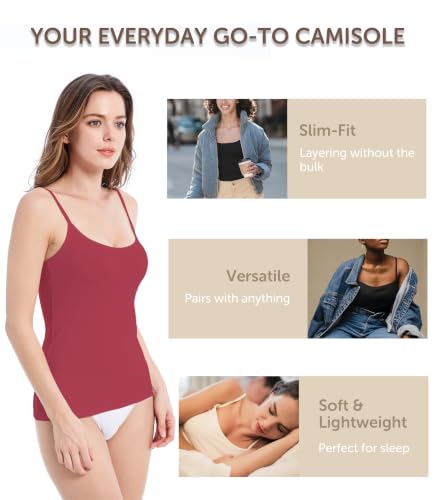 Comfneat Women's 4-Pack Slim-Fit Camisole Adjustable Spaghetti Strap Tops - color: Color-set-9 4-pack, size: Small