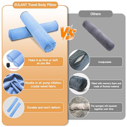 EULANT Inflatable Travel Body Pillow,Inflatable Long Body Pillow for Bed - color: Blue