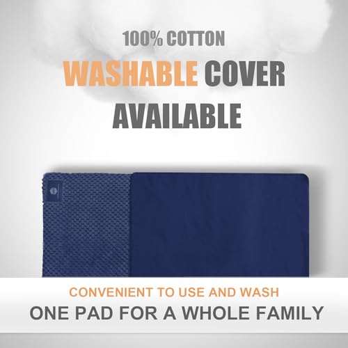 UNCN Wide Microwave Heating Pad with Washable Cover 9.5 x 16in Microwavable - color: Navy Blue