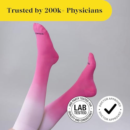 Comrad Breathable Knee High Firm Compression Socks - Targeted Arch Support - color: Rose Solid, size: Large