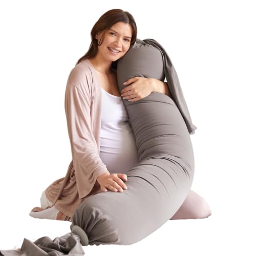 bbhugme Pregnancy Pillow, Stone - Adjustable Firmness & Shape - color: Stone