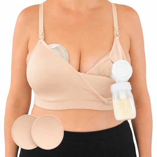 Simple Wishes Pumping Bra Hands Free, Nursing Bra for Breastfeeding - color: Sunkissed Rose, size: Medium
