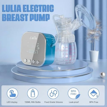Lulia Double Electric Breast Pump, 4 Modes & 9 Levels Portable Breast Pump - color: Blue