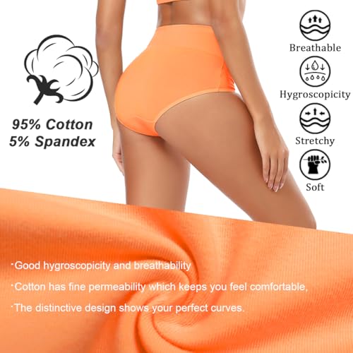 Molasus Women's Cotton Underwear High Waisted Full Coverage Ladies Panties (Regular & Plus Size) - color: Multicolor-5pack-a3, size: Small