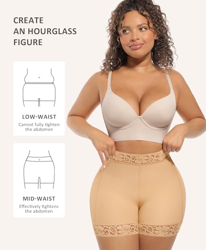 FeelinGirl Butt Lifter Panties Shapewear Tummy Control Body Shaper Shorts - color: Saddle Brown, size: Medium