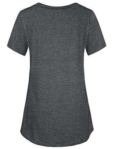 Quinee Women's Casual Button Side Nursing Tops Maternity Breastfeeding Tunic - color: Dark Grey, size: Medium