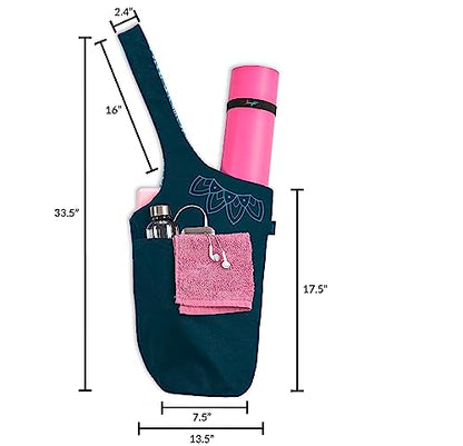 Yoga Mat Bag & Carrier with Pockets for Women - color: Teal 2 Tone