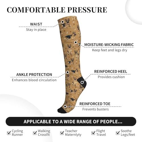 Cute Dog Compression Socks Women Men, Dog Lover Gift - color: German Shepherd