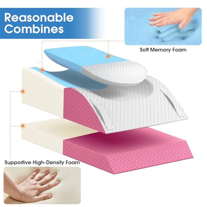 TranquilRelax Leg Elevation Pillows for After Surgery, Wedge Pillow, Pink - color: Pink, size: Double Leg(Upgraded)