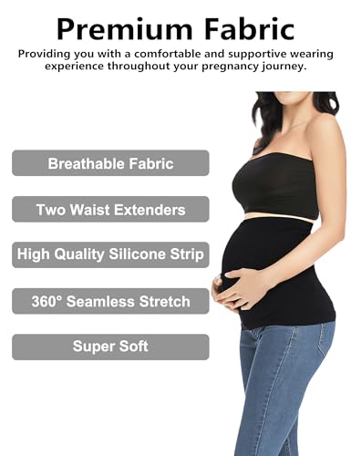 Belly Bands for Pregnant Postpartum Belly Band - color: Black + Dark Gray, size: 3