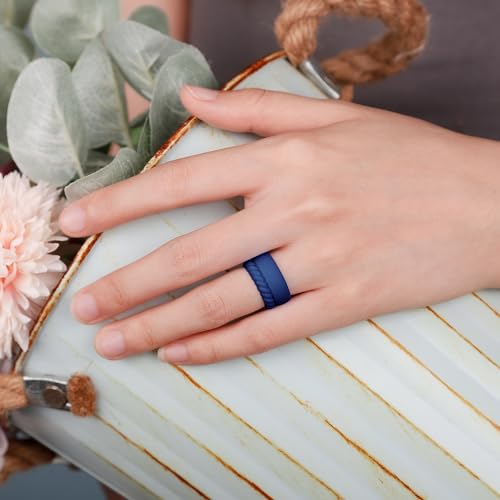 Egnaro Women's Stackable Silicone Rings, 2.5/5.5mm Wide 1.8/2mm Thick Bands - color: A37-Black, Olive Green, Dark Blue, Red