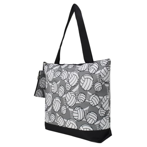 NGIL Medium Canvas Tote Bag with Coin Purse - color: Volleyball-black