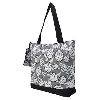 NGIL Medium Canvas Tote Bag with Coin Purse - color: Volleyball-black