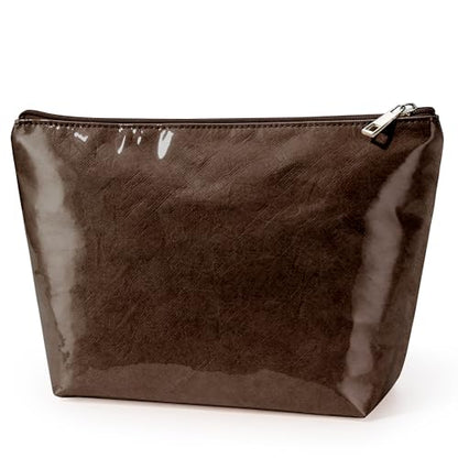 WLLWOO PVC Makeup Bag Waterproof Kraft Paper Cosmetic Pouch for Purse - color: PVC-Coffee