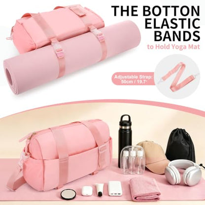 Medium Gym Bag for Women with Yoga Mat Holder Strap, 18L Pink - color: Pink, size: Medium