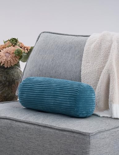 Long Cylinder Pillow Corduroy Lumbar Pillow Neck Roll Throw Pillow - color: Blue, size: Small