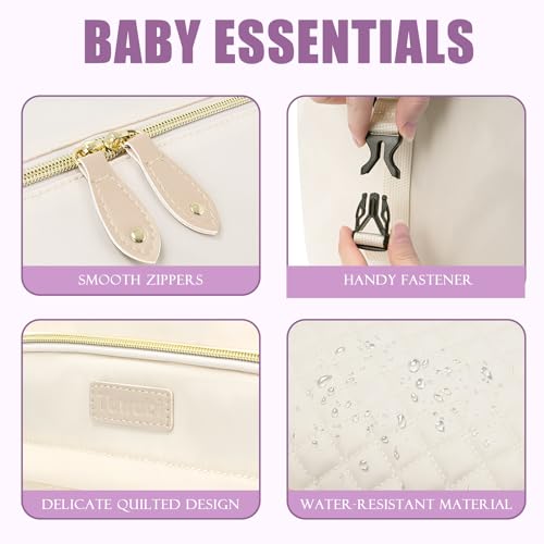 Tuwubi Diaper Bag Tote,Baby Diaper Bag with Pacifier Case - color: White, size: Large