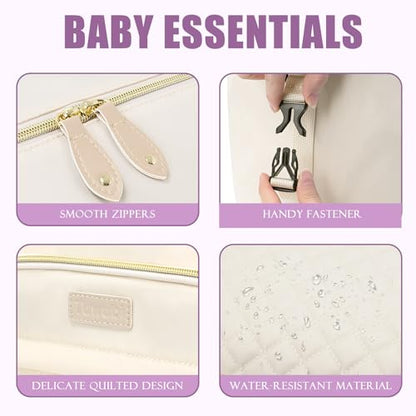 Tuwubi Diaper Bag Tote,Baby Diaper Bag with Pacifier Case - color: White, size: Large
