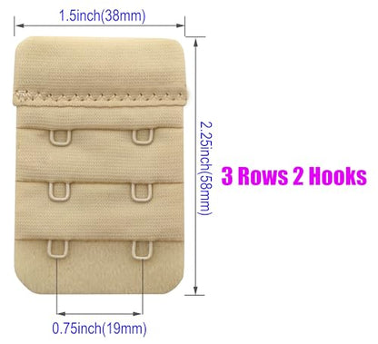 Women Bra Extenders 2 Hook/3 Hook/4 Hook Soft Bra Strap Extension - color: Bra Extender 2 Hook Black/Beige