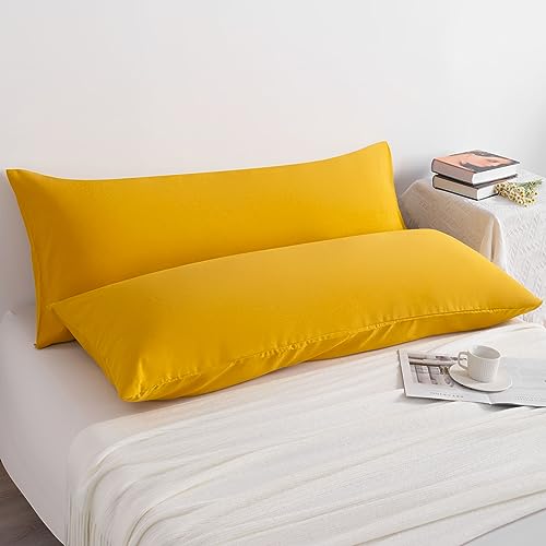 NTBAY Body Microfiber Pillowcases, Set of 2, Ginger Yellow - color: Ginger Yellow, size: Body (20"x54")